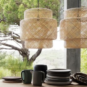 تصویر لوستر بامبو ایکیا مدل SINNERLIG pendant lamp, bamboo, 54x50 cm