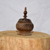 تصویر قندان چوب گردو منبت کاری سوسماری 