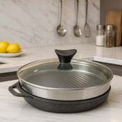 تصویر تابه گریل چدن گرد استیک پز فورته سایز 30 