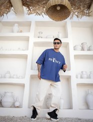 تصویر تیشرت مردانه سوپر لش باکیفیت عالی و فرم باکسی - آبی / XL 