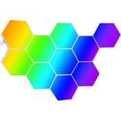 تصویر پنل LED دیواری هوشمند شش ضلعی ۱۰ تکه با ریموت و اپلیکیشن 