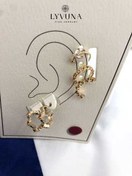 تصویر گوشواره طلایی تاج نگین‌ دار 