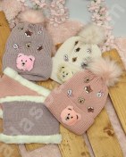 تصویر ست کلاه و شال گردن خرس 71903 