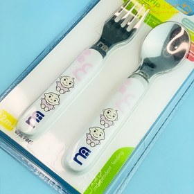 تصویر قاشق و چنگال استیل طرح زرافه مادرکر MotherCare baby Spoon and fork code:701570