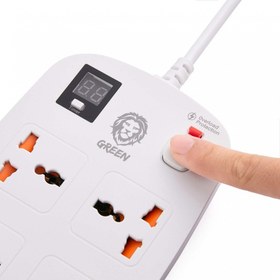 تصویر پریز برق green lion 4 AC 2 USB & 2 USB-C PD 40W multiport smart power socket 