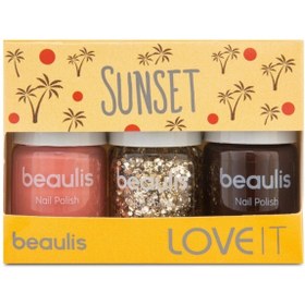 تصویر لاک های ناخن سه تایی بیولیز Sunset trio nail set Beaulis