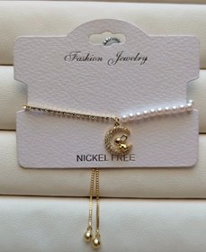 تصویر دستبندکراواتی ظریف ماه و خرگوش کد 28 