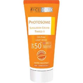 تصویر کرم ضدآفتاب فوتوزوم رنگی مناسب پوست چرب فیس دوکس face doux photosome tinted sunscreen cream for oily skin