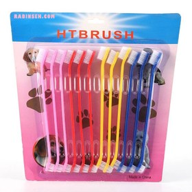 تصویر ست 12 عددی مسواک دو طرفه 12 pcs in Dog Cat Double Sided Long Toothbrush Set