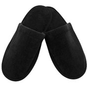 تصویر دمپایی حوله ای ساده مشکی سایز 40 