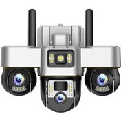 تصویر دوربین سیمکارتی سه لنز موتوردار 18 مگاپیکسل مدل SURVI ورژن 3 ( هر لنز موتور چرخشی مجزا ) – بدون برق اضطراری / 