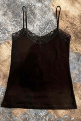 تصویر تاپ نخی راحتی وارداتی مشکی برند اسمارا - فری سایز 