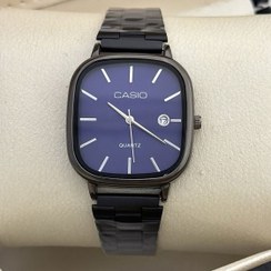 تصویر ساعت مچی کاسیو مربعی زنانه مشکی صفحه آبی Casio