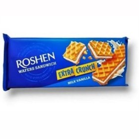 تصویر ویفر روشن ساندویچی 142 گرم طعم شیری Roshen extra crunch 