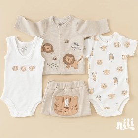 تصویر ست نوزادی ۱۳ تکه نیلی طرح آمازون 