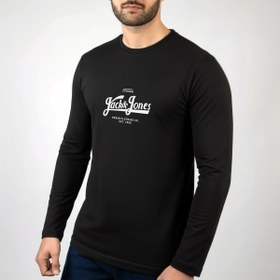تصویر تیشرت آستین بلند مشکی طرح برند Jack and Jones | استایل اسپرت | کد BR117 jack-and-jones-ls-tshirt-br117