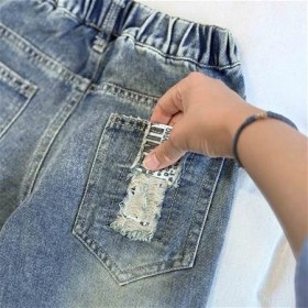 تصویر شلوار جین مام زاپدار بچگانه 2 سال تا 6 سال کد 9829 