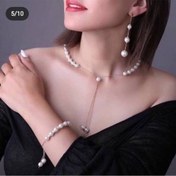 تصویر ست کامل مروارید (گردنبند، دستبند، گوشواره) کد G1528 