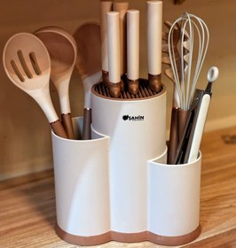 تصویر ست ۱۲ پارچه چاقو و کفگیر ملاقه طرح Elika برند Şahin Şahin