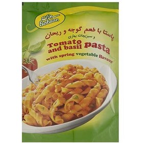 تصویر پاستا گوجه و ریحان سبزان 