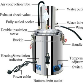 تصویر دستگاه تقطیر(عرقگیر/گلابگیر) 60 لیتری برقی استیل خارجی مدل AT-140 