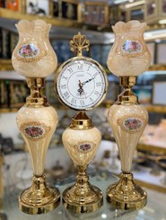 تصویر ست ساعت و شمعدان گلدار طلایی 9019 