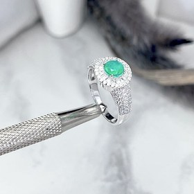 تصویر انگشتر نقره زنانه ایتالیایی مدل طرح زمرد 