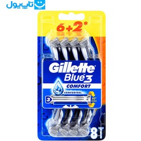 تصویر خودتراش ژیلت آبی مدل سه تیغ بلو تری بسته 8 عددی ا Gillette Gillette