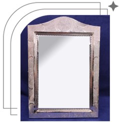 تصویر آینه نقره قلم تبریز مدل مستطیل عیار 840 