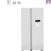 تصویر یخچال ساید بای ساید سفید ایکس ویژن مدل TS666-AWD Xvision white side refrigerator TS666-AWD