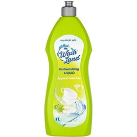 تصویر مایع ظرفشویی سبز با رایحه سیب سبز و گل یاس واش لند 1000 میلی لیتری 