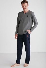 تصویر U.S. Polo Assn. پایه. POLO ASSN. ست لباس خواب مردانه یقه V مدل 18752 