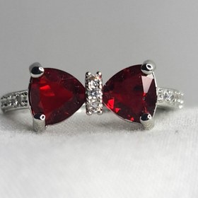 تصویر کالکشن انگشتر پاپیون نگین رنگی - آبی 