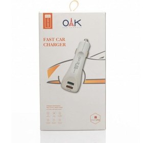 تصویر شارژر فندکی فست شارژ دو پورت OAK 