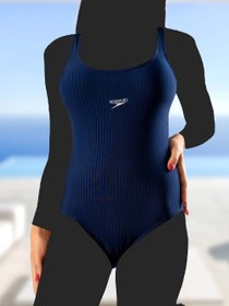 تصویر مایو اسلیپ زنانه طرح راه راه کلاسیک شیک بصورت کاپدار اسپیدو ( Speedo ) خاص 