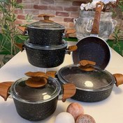 تصویر سرویس قابلمه 9 پارچه اویز رنگ مشکی کیفیت فوق العاده * 