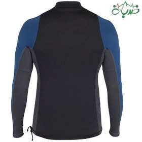 تصویر راشگارد آستین بلند مردانه جلو بسته ۱/۵ میل برند OLAIAN - آبی مشکی / Men's Surfing Rash Guard 500 Long-sleeved - Petrol Blue