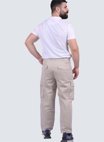 تصویر شلوار کتان مردانه با چندین جیب در رنگ شن برند selected Men's Multi Pockets Cargo Pants in Sand