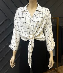 تصویر شومیز ساتن جلو حلقه فری سایز 