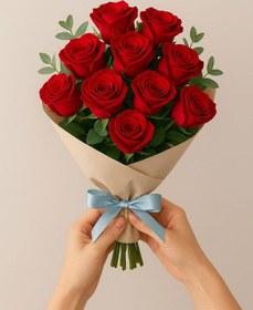 تصویر دسته گل رز 10 شاخه 