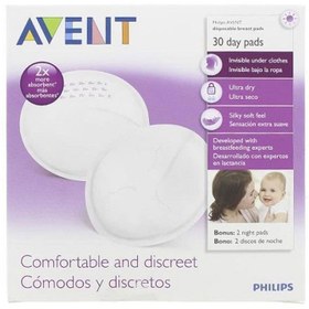 تصویر پد سینه یکبار مصرف فیلیپس اونت philips avent بسته 30 عددی 