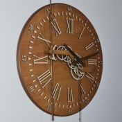 تصویر ساعت دیواری چوبی چرخ دنده ای مکانیکی رشنو کد ۴۰۰۳ 