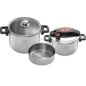 تصویر زودپز دوقلو پارس استیل مدل کلیپسو ظرفیت ۶ و ۴ لیتر 