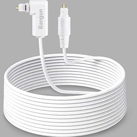 تصویر White Optical Audio Cable 30ft, Slim 90 Degree Digital Audio Optical Cord, SPDIF Toslink Optical Cable, Right Angle Fiber Optic Audio Cable, Digital Sound Cable for Sound Bar/TV/PS4/Xbox/Home Theater 
