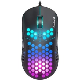 Gaming Mouse, Honeycomb Hollow Design Ergonomic Wired Mouse with Backlight,  up to 6400 DPI, RGB Gaming Mouse for Laptop, Computer (Pink)