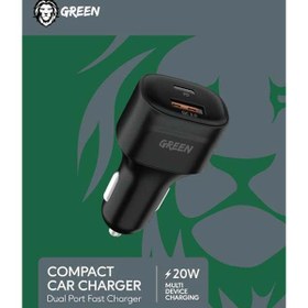 تصویر شارژر فندکی گرین 20 وات green lion 20w car charger 