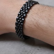 تصویر دستبند رولکس مردانه استیل مشکی براق با قفل کتابی تاشو Men’s Black Stainless Steel Rolex Style Bracelet with Fold-Over Clasp