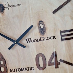 تصویر ساعت دیواری دکو پارس چوبی 70 سانتی رنگ طبیعی چوب Wallclock decoparsi