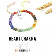 تصویر خاص ترین دستبند هفت چاکرای ایران با سنگ های معدنی تراش قلب تخت دستبند سنگی قلب چاکرا HEART CHAKRA Seven Chakras Stone Bracelet new heart cut org