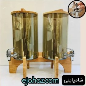 تصویر کلمن شیشه ای هشت لیتری دو قلو برد وود شامپاین 